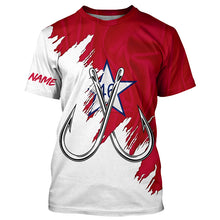 Load image into Gallery viewer, First Oklahoma flag OK Fishing Fish Hook UV protection custom long sleeve Patriotic fishing apparel NQS8331