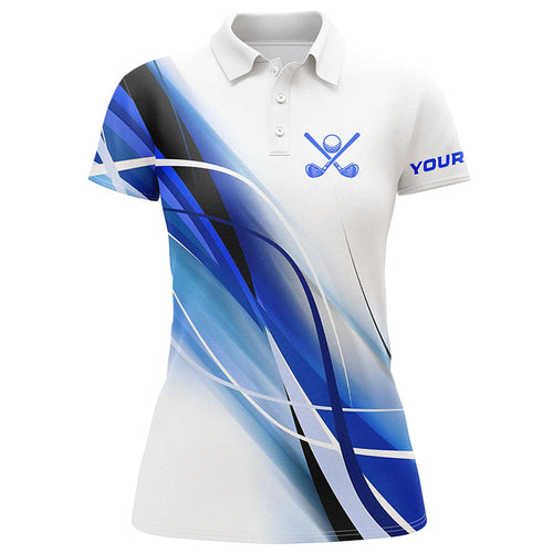 White and Blue Womens golf polo shirts custom womens golf tops, gifts for the golfer NQS8335