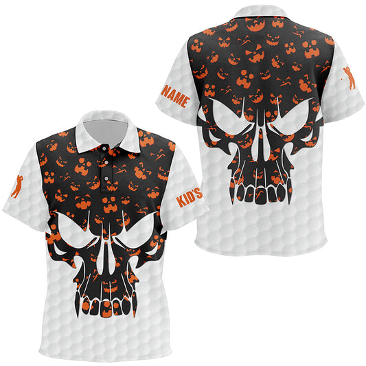 Kid golf polos shirt Halloween pattern custom skull golf ball shirt for kid, children golf wear NQS8542