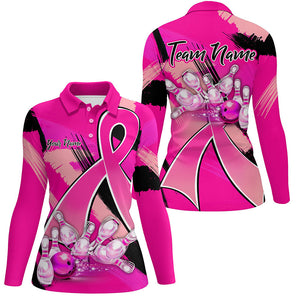 Pink ribbons Breast Cancer Women bowling shirts Custom Bowling Team breast cancer bowling jersey NQS8545