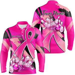 Pink ribbons Breast Cancer Mens bowling shirts Custom Bowling Team breast cancer bowling jersey NQS8545