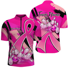 Load image into Gallery viewer, Pink ribbons Breast Cancer Mens bowling shirts Custom Bowling Team breast cancer bowling jersey NQS8545