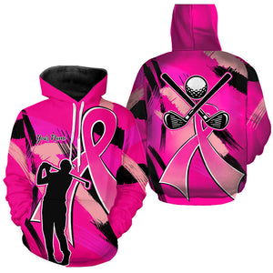 Golf Hoodies pink ribbon custom breast cancer awareness golf jerseys, breast cancer golf shirts NQS8546