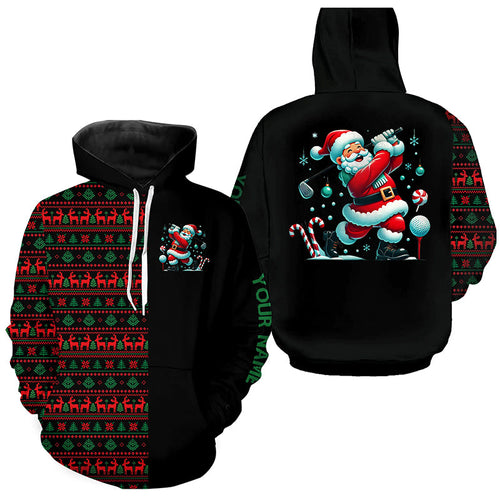 Christmas pattern black Golf Hoodies custom Funny Santa golfer golf hoodie attire NQS8785