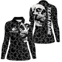 Load image into Gallery viewer, Black Bowling camo white Skull bowling shirt for women custom bowling team jersey gifts for bowler NQS9014