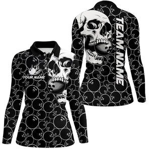 Black Bowling camo white Skull bowling shirt for women custom bowling team jersey gifts for bowler NQS9014