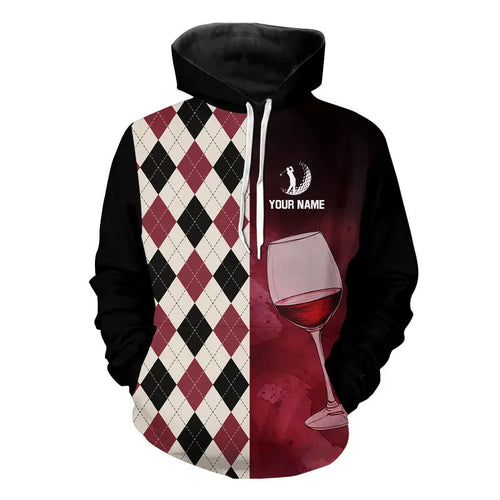 Black and red wine argyle pattern Golf Hoodies custom golf apparel for men, women NQS9258