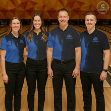 Load image into Gallery viewer, Black and Blue Bowling Polo, Quarter Zip Shirt For Women Custom Team Bowling jerseys NQS11320