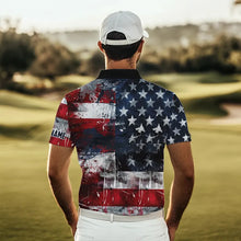 Load image into Gallery viewer, Personalized Polo golf shirts for men custom grunge American Flag patriotic mens golf wears NQS9433