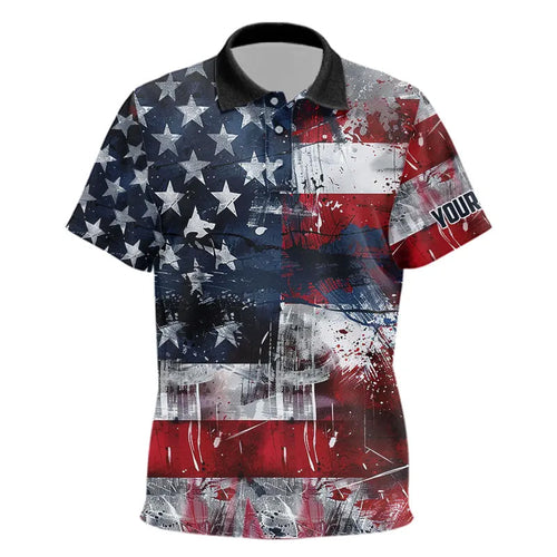 Personalized Polo golf shirts for Kid custom grunge American Flag patriotic Kid golf wears NQS9433