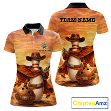 Load image into Gallery viewer, Custom Funny Desert Bowling Cowboy gun bowling team shirts For Women, Bowling Polo, 1/4 zip jerseys NQS11536