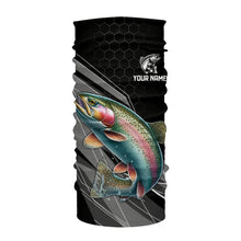 Load image into Gallery viewer, Personalized Black camo Rainbow Trout Fishing Jerseys, Trout Long Sleeve Fishing Tournament Shirts NQS9751