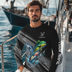 Personalized Black camo Mahi-mahi, Wahoo, Tuna Offshore slam Fishing Jerseys Long Sleeve Fishing Shirt NQS9752