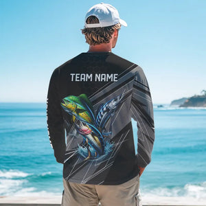 Personalized Black camo Mahi-mahi, Wahoo, Tuna Offshore slam Fishing Jerseys Long Sleeve Fishing Shirt NQS9752