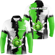 Load image into Gallery viewer, Black white bowling fire league jerseys custom Bowling polo, quarter zip shirts for men bowler | Green NQS7668