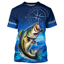 Load image into Gallery viewer, Personalized Bass Blue Long Sleeve Performance Fishing Shirts, Bass compass tournament Shirts NQS5817