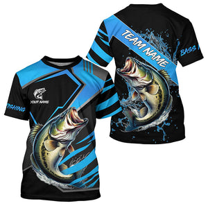 Black and Blue Largemouth bass fishing custom fishing team jerseys, sport fishing shirts NQS7916