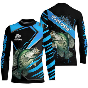 Black and Blue Crappie fishing custom fishing team jerseys, sport fishing shirts NQS7917