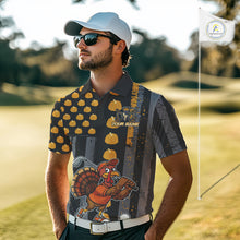 Load image into Gallery viewer, Funny Golf Polo Shirts For Men Custom Pumpkin American Flag Turkey Thanksgiving golf shirt NQS10944