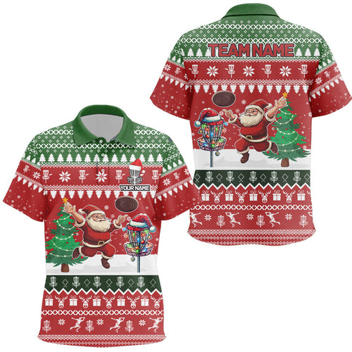 Funny ugly Christmas Santa Kid disc golf polo Shirts Custom Team Name Disc Golf Jersey Xmas Outfit NQS9028