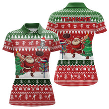 Load image into Gallery viewer, Funny ugly Christmas Santa Women Disc golf polo shirt Custom Team Name Disc Golf Jersey Xmas Outfit NQS9028