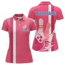 Load image into Gallery viewer, Pink Retro Women Bowling Polo, Quarter Zip shirt Custom team bowling jerseys, vintage bowling uniform NQS9275