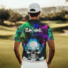 Load image into Gallery viewer, Colorful smoke Skull Golf Polo shirts for Men Custom Team Golf Jerseys, unique golf gifts NQS9610