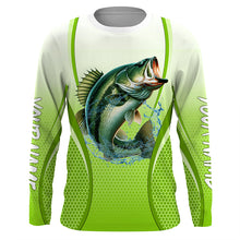 Load image into Gallery viewer, Largemouth bass Fishing green camo Bass jersey custom name long sleeves shirts fishing apparel NQS5055