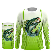 Load image into Gallery viewer, Largemouth bass Fishing green camo Bass jersey custom name long sleeves shirts fishing apparel NQS5055