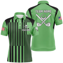 Load image into Gallery viewer, Green and black stripe pattern Mens golf polo shirts custom team golf tops, best mens golf wear NQS7350