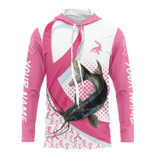 Load image into Gallery viewer, Pink ribbon pattern Catfish fishing Breast Cancer Custom sun protection long sleeves fishing shirts NQS9761