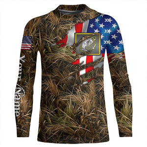 Bass fishing camo American flag patriotic custom Long Sleeve Fishing tournament shirts NQS2134