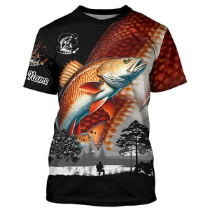 Redfish puppy drum fishing scales Custom name performance anti UV long sleeve fishing shirts jerseys NQS3666