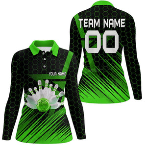 Green Bowling Shirt For women Custom polo Bowling Jersey 3D Bowling Team Shirt For women NQS6225