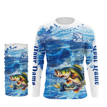 Load image into Gallery viewer, Personalized Bass Fishing jerseys blue camo Long Sleeve tournament fishing shirts NQS6227