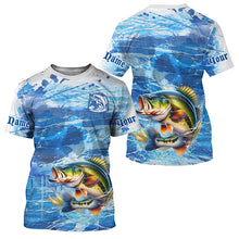 Load image into Gallery viewer, Personalized Bass Fishing jerseys blue camo Long Sleeve tournament fishing shirts NQS6227