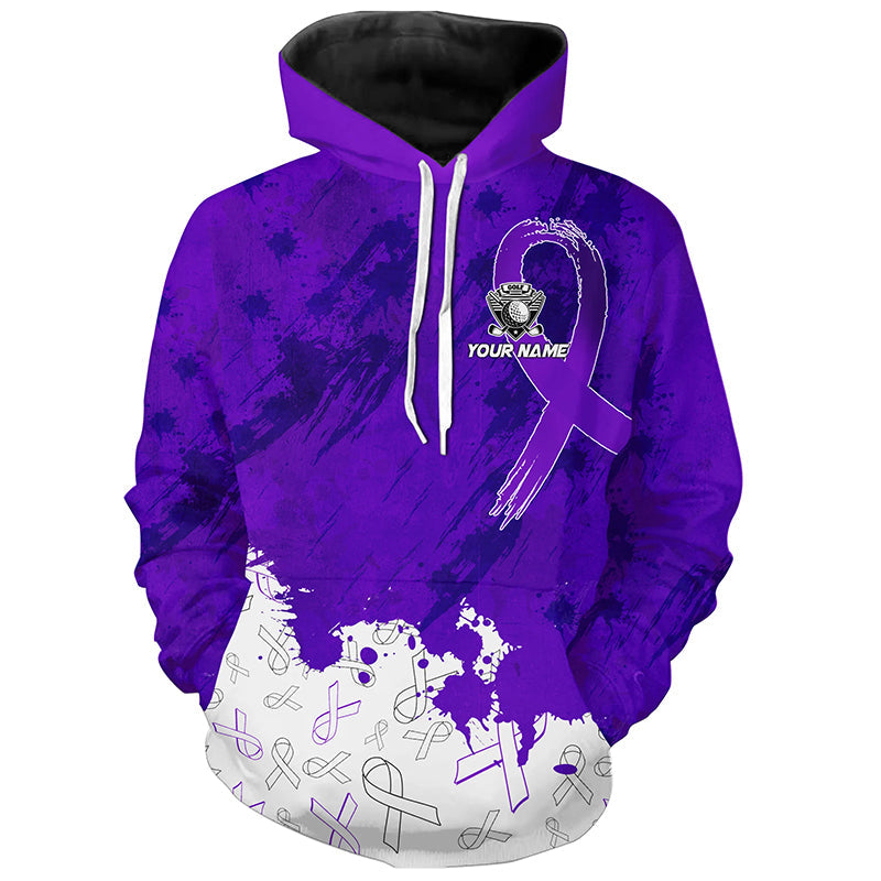 Purple Ribbons pattern Golf Hoodies custom breast cancer awareness hoodie shirts NQS8351