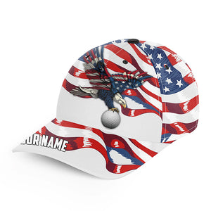 American flag Eagle Golf ball White Golfer hat custom patriotic golf hats, gifts for golfers NQS8355