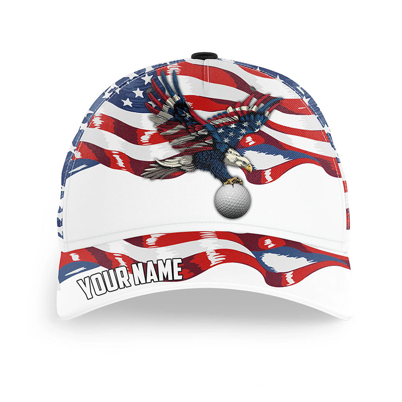 American flag Eagle Golf ball White Golfer hat custom patriotic golf hats, gifts for golfers NQS8355