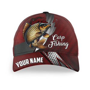 Carp fishing camo hats for men, women custom baseball best Carp fishing hat | Red NQS8794