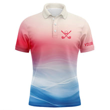 Load image into Gallery viewer, Red, White and Blue Wave pattern Men golf polo shirt custom patriotic team golf apparel golf gifts NQS8802