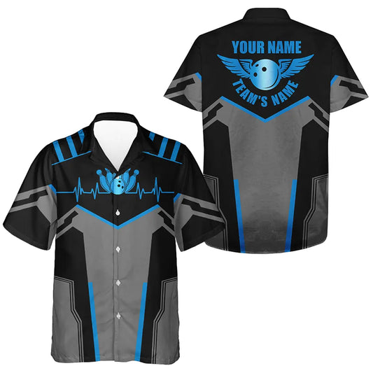 Custom Hawaiian bowling shirt for bowling – personalized team jersey front view