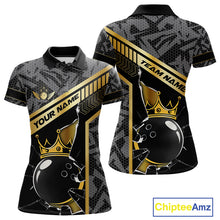 Load image into Gallery viewer, Black Camo and Gold Broken Crown Bowling Ball Bowling Shirts For Women Custom Bowling Team Jerseys NQS11139