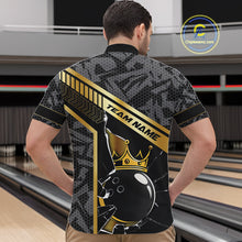 Load image into Gallery viewer, Black Camo and Gold Broken Crown Bowling Ball Bowling Shirts For Men Custom Bowling Team Jerseys NQS11139