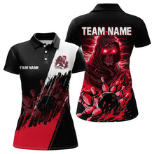 Load image into Gallery viewer, Black and Red Skull reaper bowling jerseys Polo, 1/4 Zip Shirt for Women Custom Bowling Team shirts NQS9280