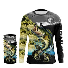 Load image into Gallery viewer, Largemouth Bass fishing green scales customize performance long sleeves Fishing shirts, fishing gifts NQS4793