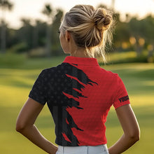 Load image into Gallery viewer, Personalized Womens golf polos shirt custom red golf shirts black American flag ladies golf apparel NQS9776