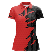 Load image into Gallery viewer, Personalized Womens golf polos shirt custom red golf shirts black American flag ladies golf apparel NQS9776