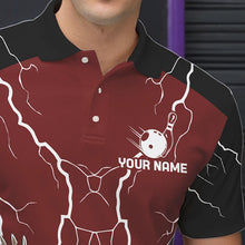 Load image into Gallery viewer, Men&#39;s bowling Polo, Quarter Zip shirts Custom Eagle bowling lightning storm team league jerseys | Red NQS9781
