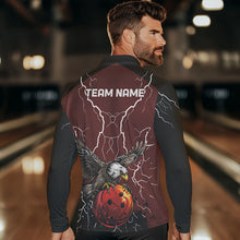 Load image into Gallery viewer, Men&#39;s bowling Polo, Quarter Zip shirts Custom Eagle bowling lightning storm team league jerseys | Red NQS9781